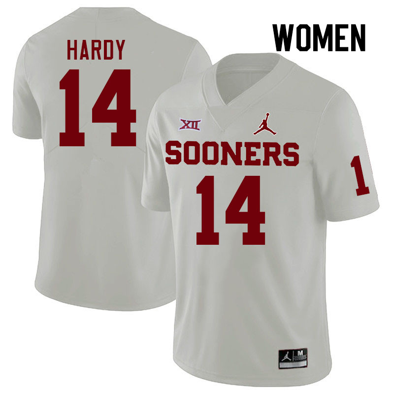 Women #14 Jaydan Hardy Oklahoma Sooners College Football Jerseys Stitched-White